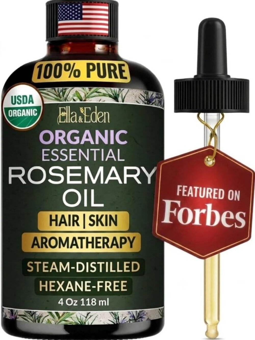 Organic Rosemary Oil for Hair Growth, 100% Pure USDA Certified, 4 Fl Oz